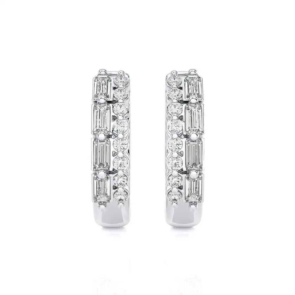 3/8 CTW Diamond Baguette Designer Chic Huggie Earring