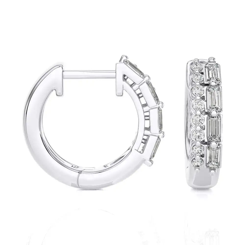 3/8 CTW Diamond Baguette Designer Chic Huggie Earring