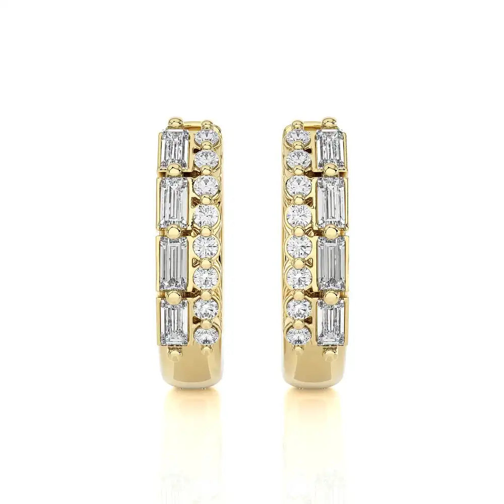 3/8 CTW Diamond Baguette Designer Chic Huggie Earring