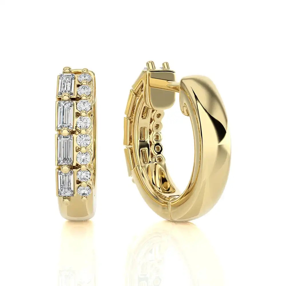 3/8 CTW Diamond Baguette Designer Chic Huggie Earring