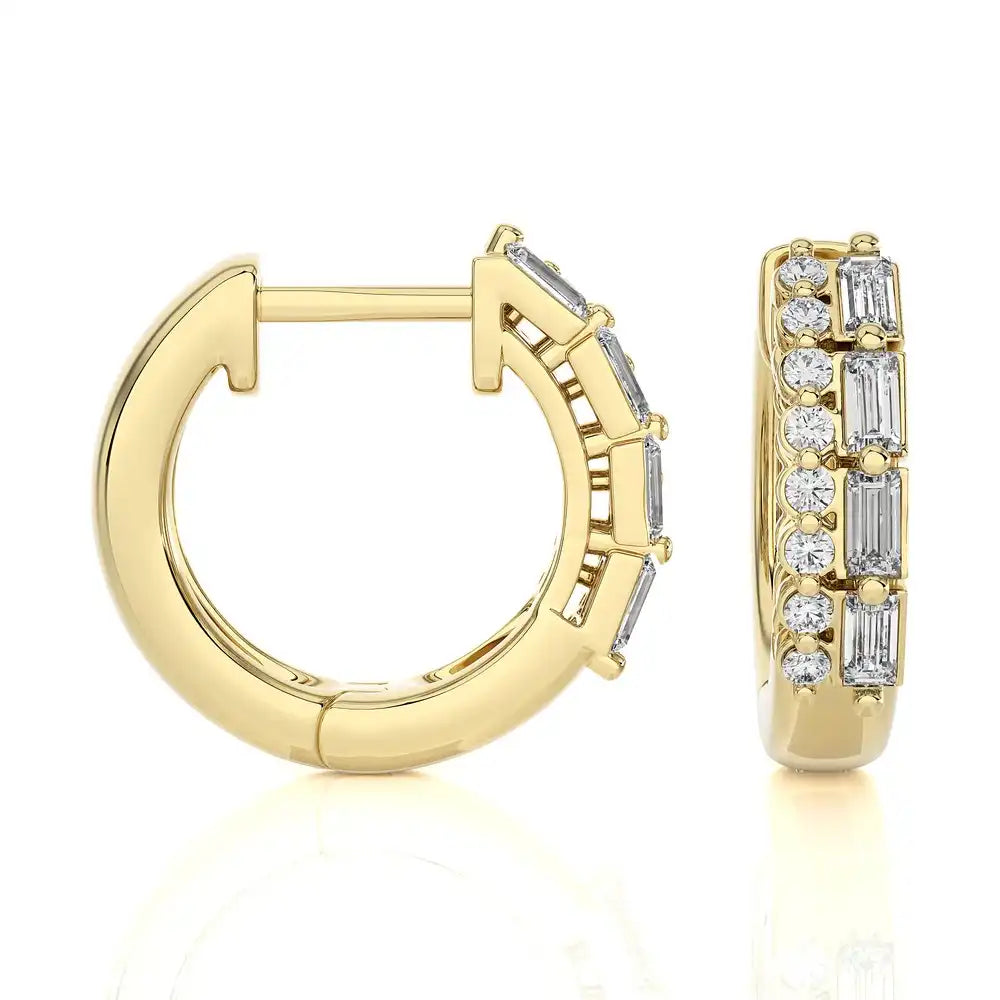 3/8 CTW Diamond Baguette Designer Chic Huggie Earring