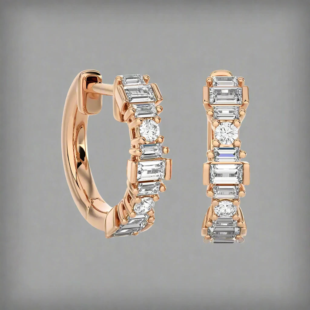 3/8 CTW Diamond Regal Huggie Earrings