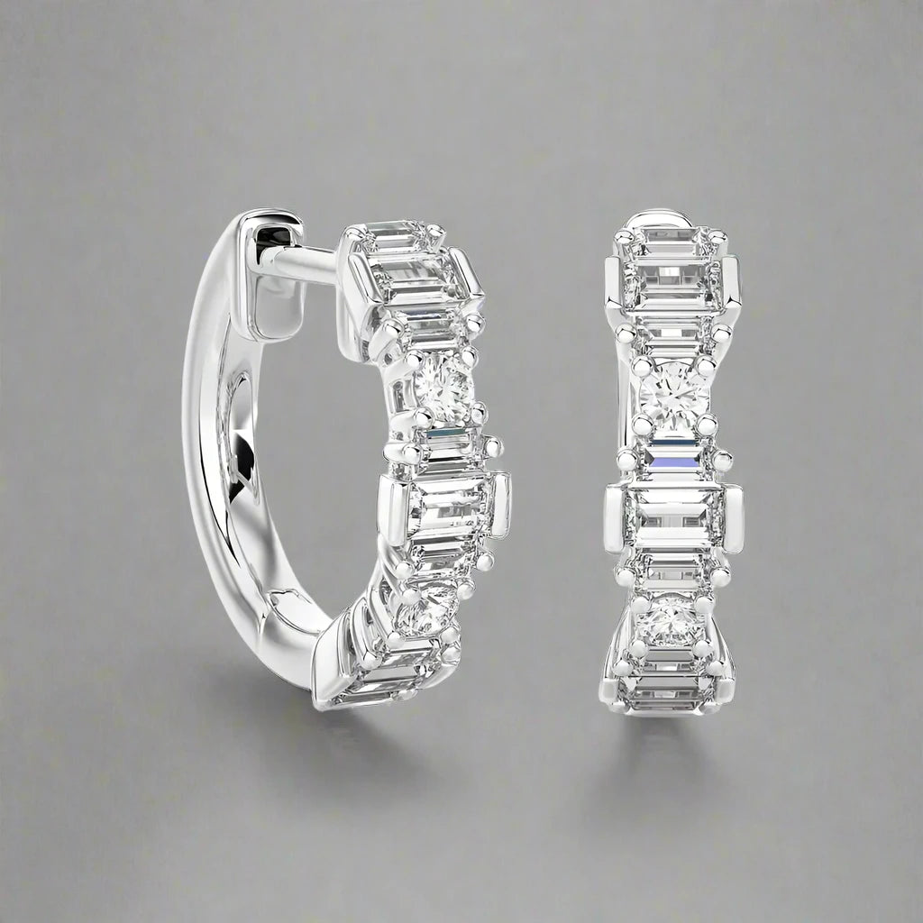 3/8 CTW Diamond Regal Huggie Earrings