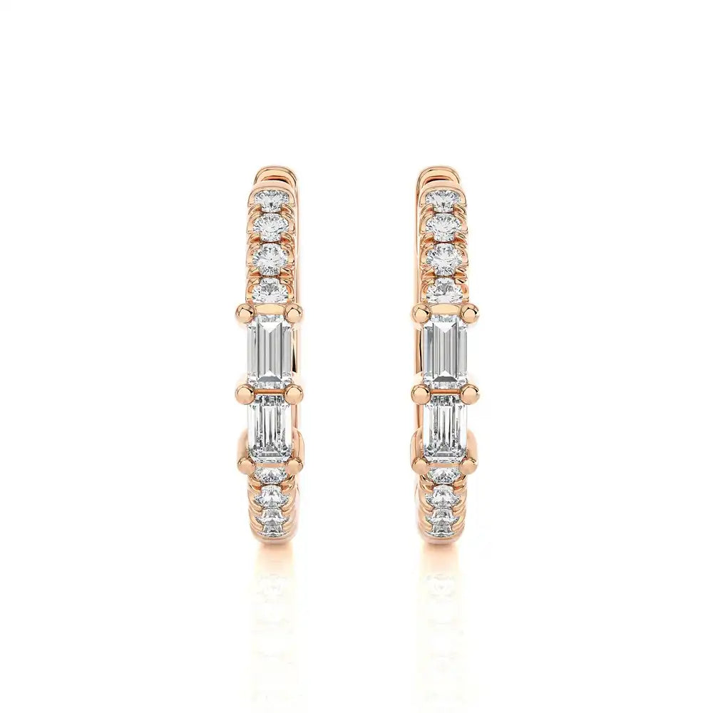 1/5 CTW Baguette Diamond Chic Huggie Earrings