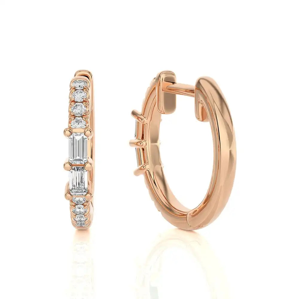 1/5 CTW Baguette Diamond Chic Huggie Earrings