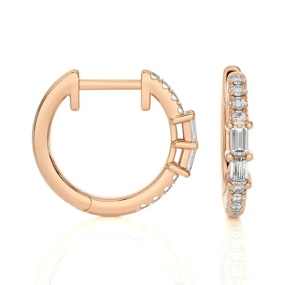 1/5 CTW Baguette Diamond Chic Huggie Earrings