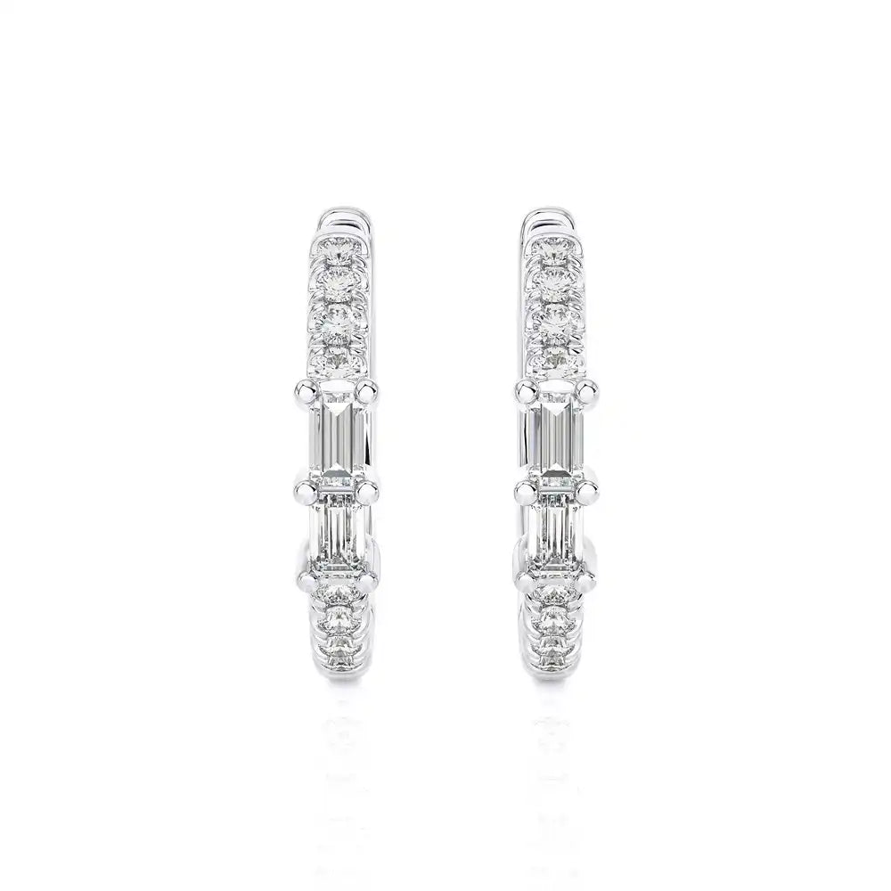 1/5 CTW Baguette Diamond Chic Huggie Earrings