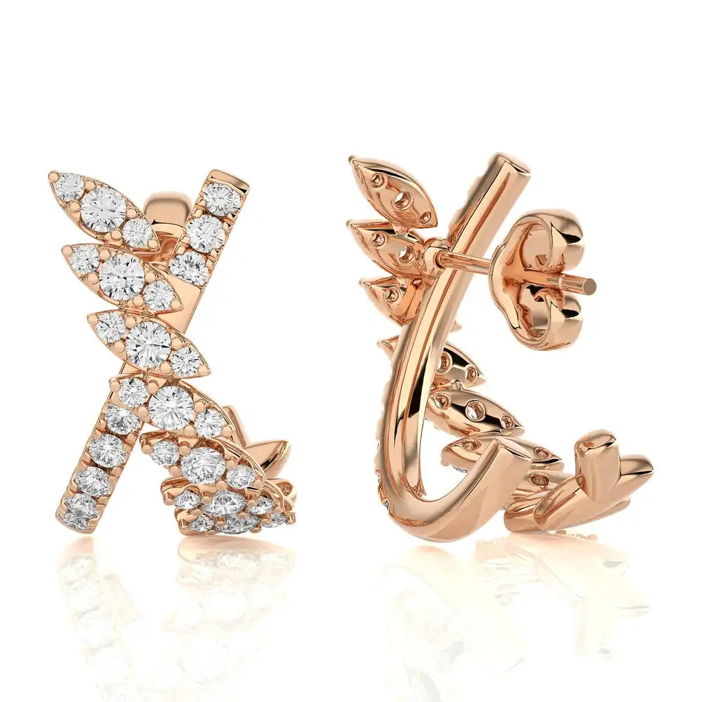 1 CTW Diamond Dazzling Leaf Trendy Earrings