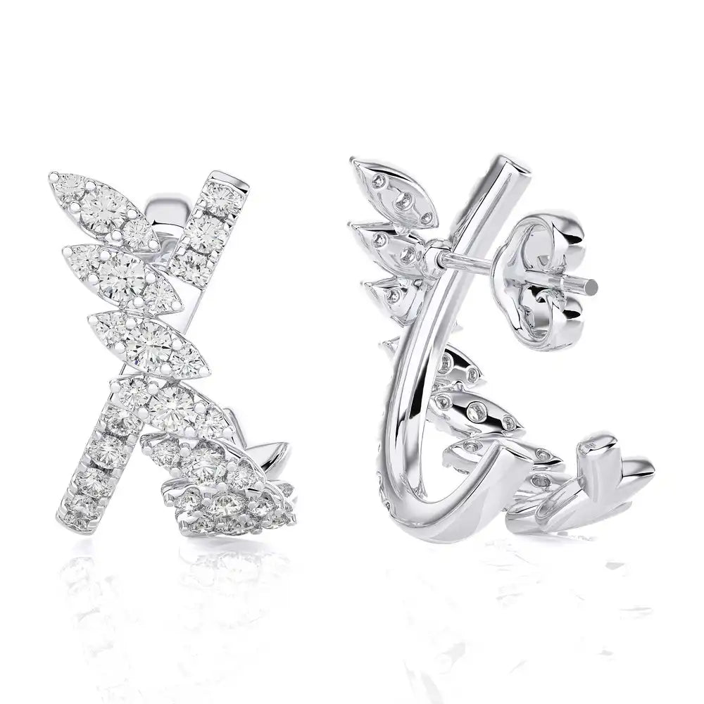 1 CTW Diamond Dazzling Leaf Trendy Earrings