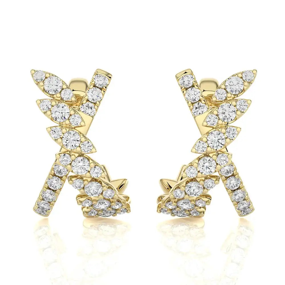 1 CTW Diamond Dazzling Leaf Trendy Earrings