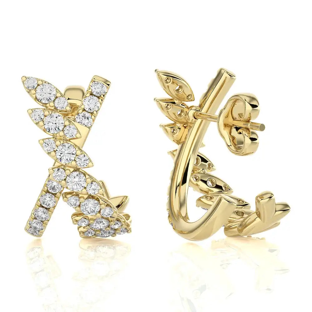 1 CTW Diamond Dazzling Leaf Trendy Earrings