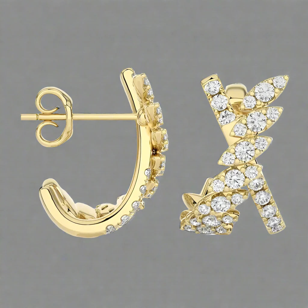 1 CTW Diamond Dazzling Leaf Trendy Earrings