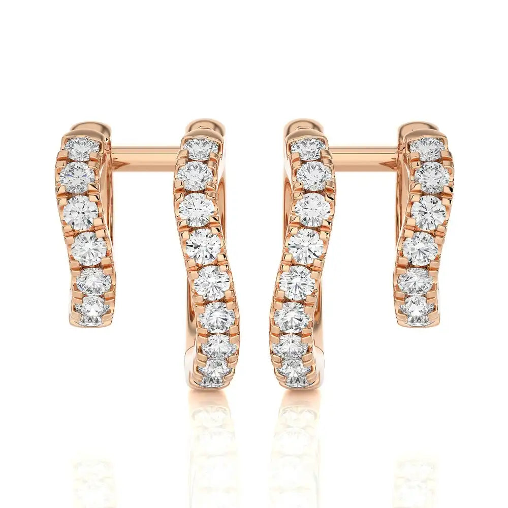 3/4 CTW Diamond Dual Huggie Earrings