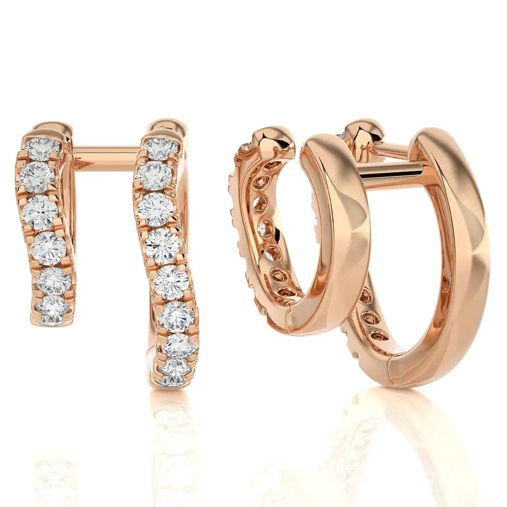 3/4 CTW Diamond Dual Huggie Earrings