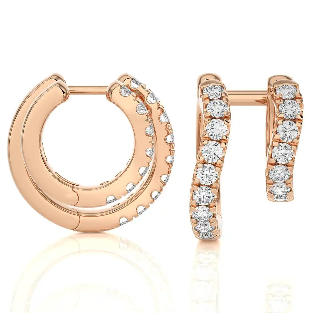 3/4 CTW Diamond Dual Huggie Earrings