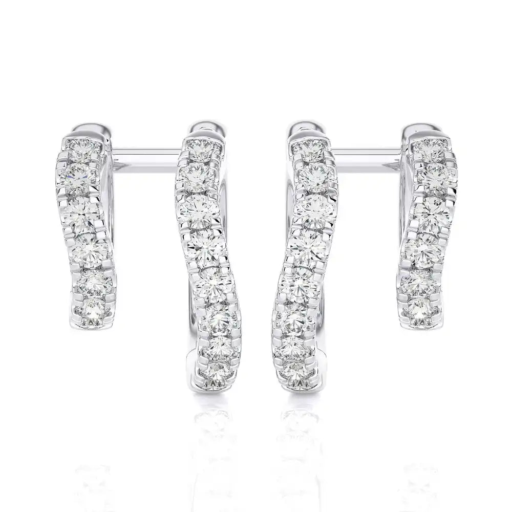 3/4 CTW Diamond Dual Huggie Earrings