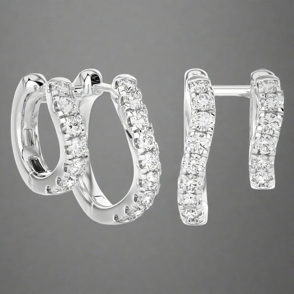 3/4 CTW Diamond Dual Huggie Earrings