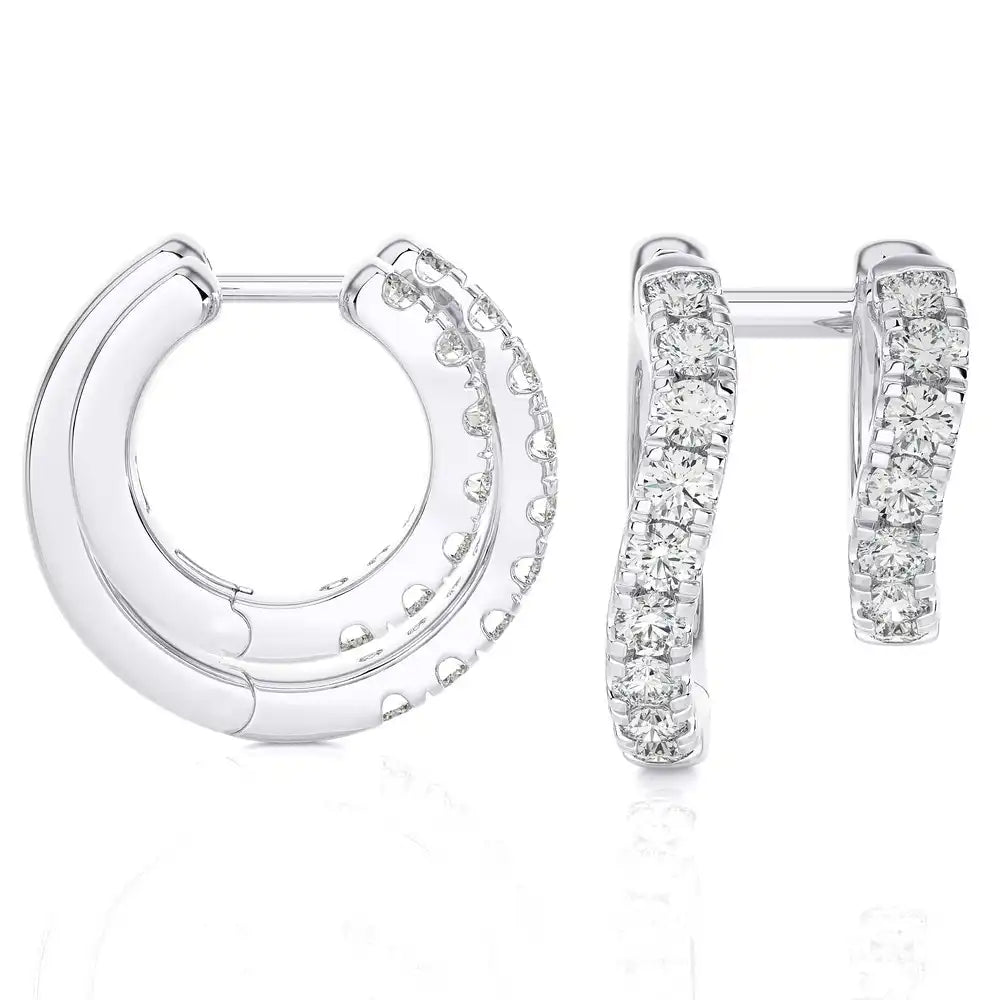 3/4 CTW Diamond Dual Huggie Earrings