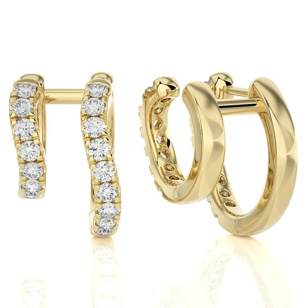 3/4 CTW Diamond Dual Huggie Earrings