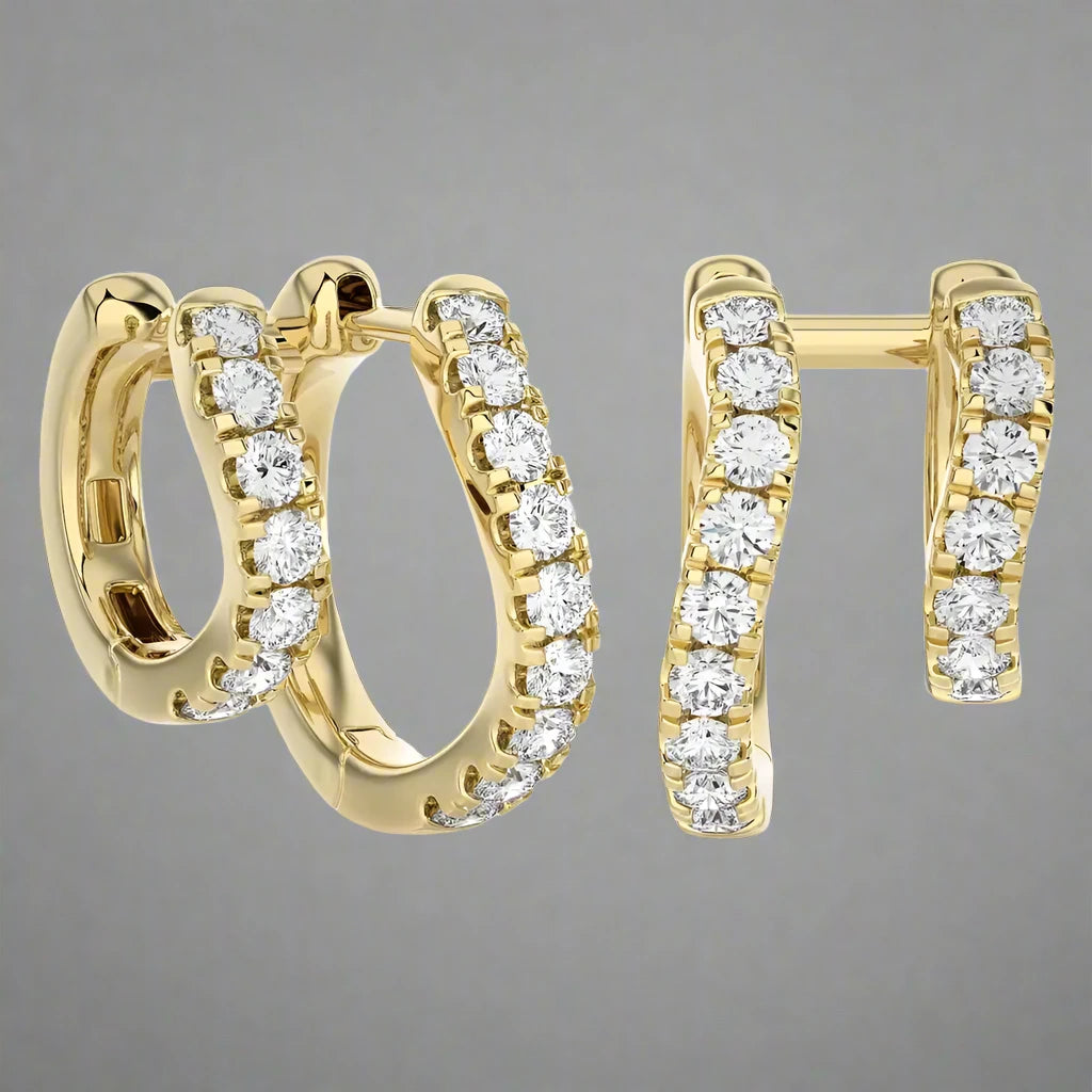 3/4 CTW Diamond Dual Huggie Earrings