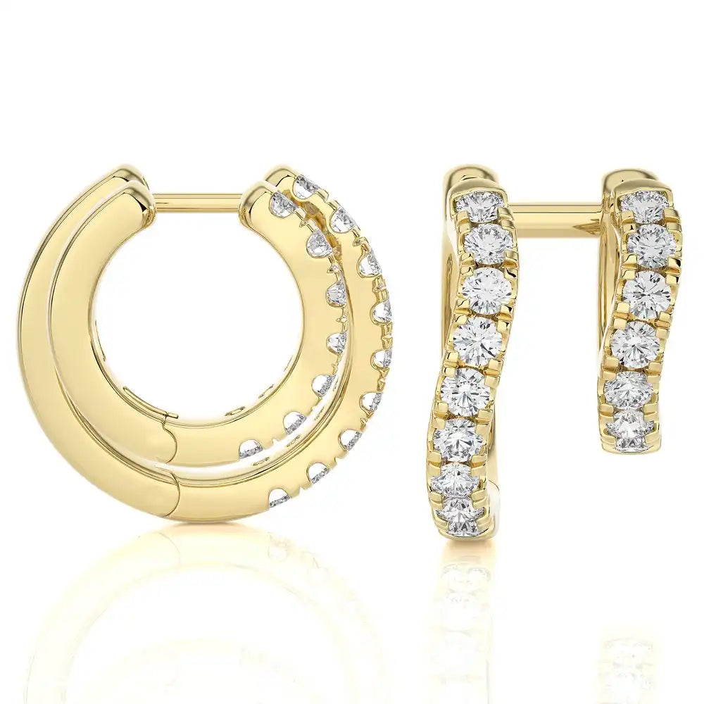 3/4 CTW Diamond Dual Huggie Earrings