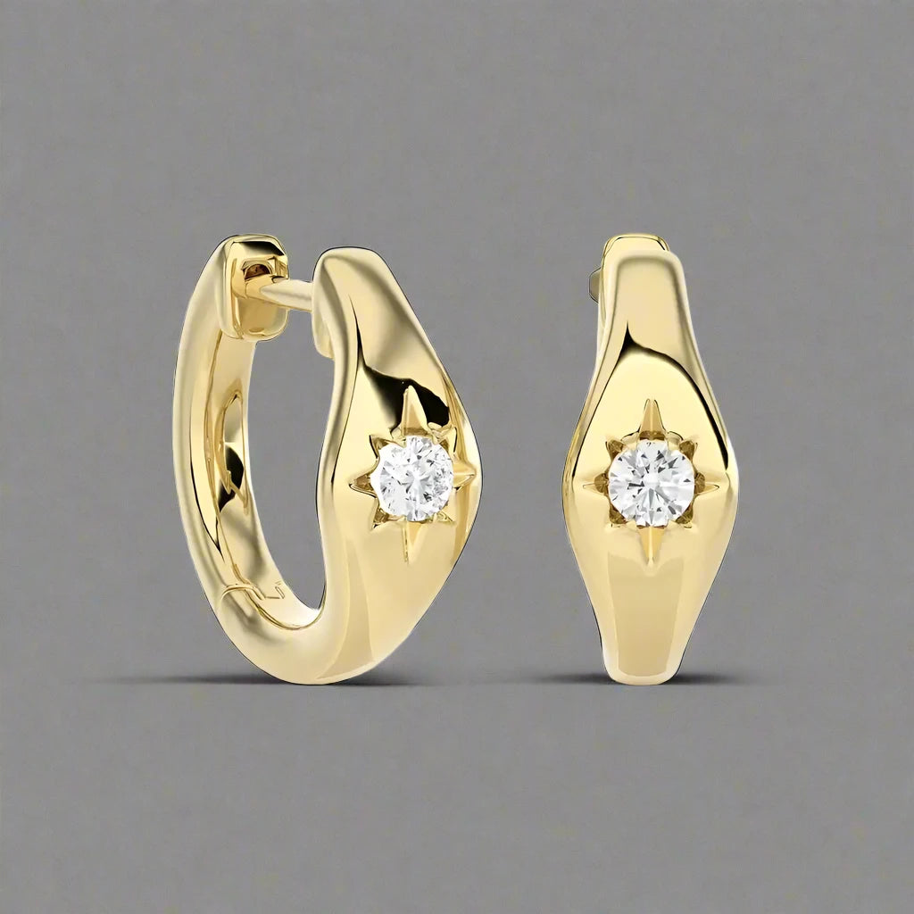 1/10 CTW Star Diamond Graceful Gold Earrings