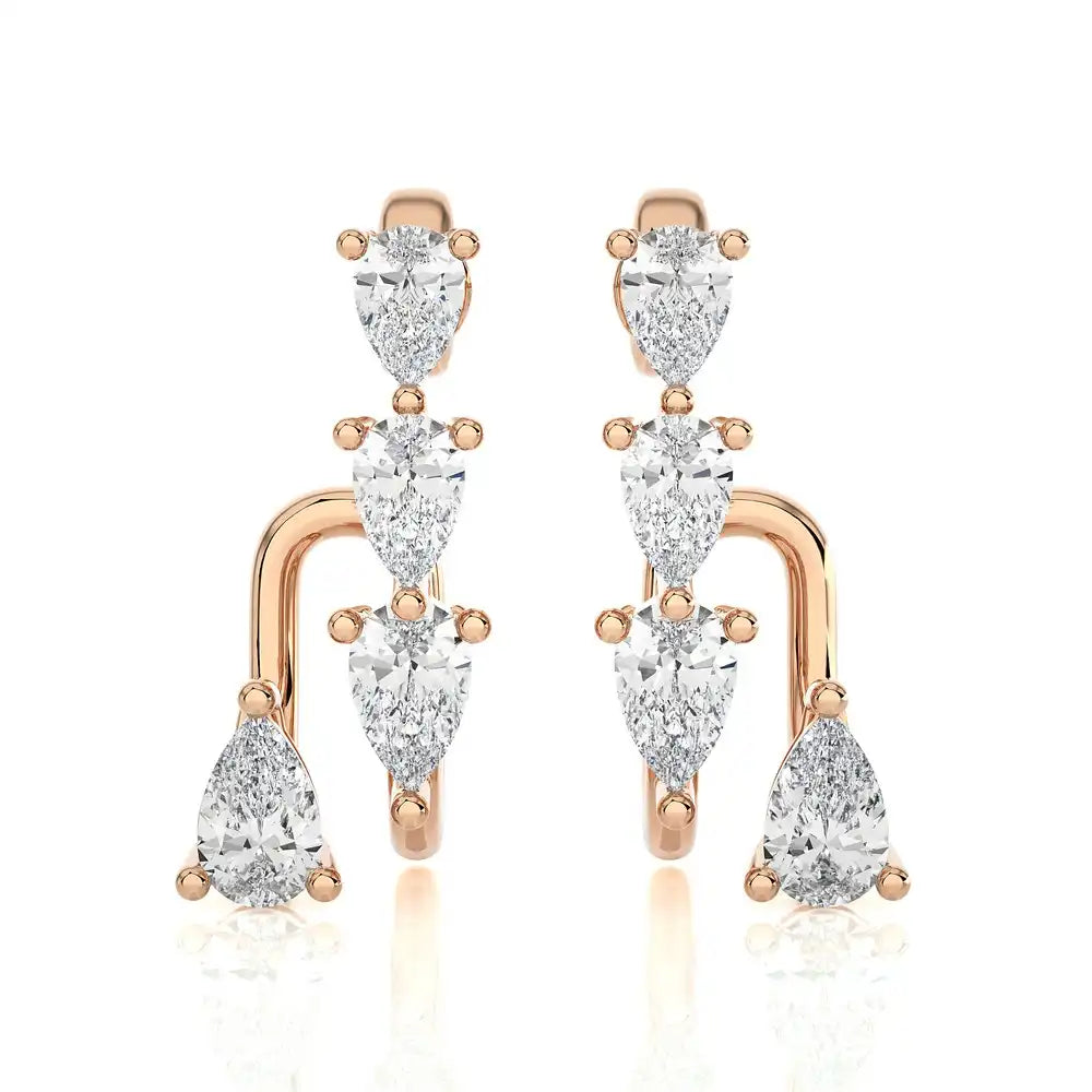 5/8 CTW Pear-Shape Diamond Huggie Earring.