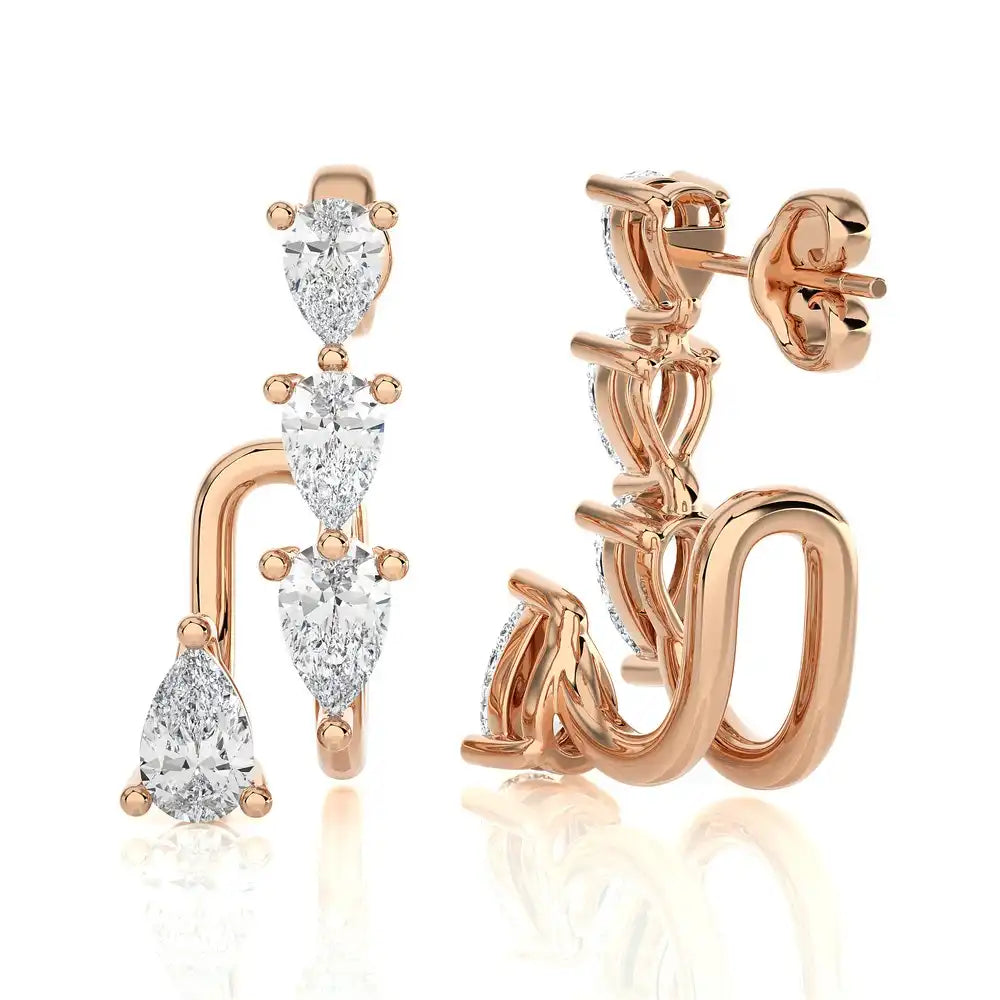 5/8 CTW Pear-Shape Diamond Huggie Earring.