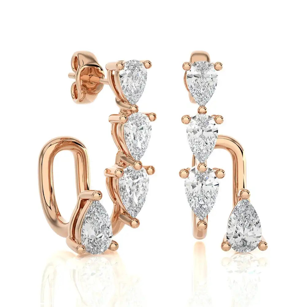 5/8 CTW Pear-Shape Diamond Huggie Earring.