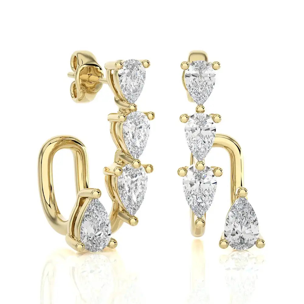 5/8 CTW Pear-Shape Diamond Huggie Earring.