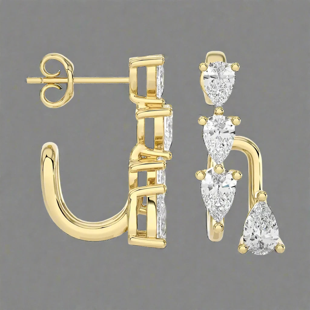 5/8 CTW Pear-Shape Diamond Huggie Earring.