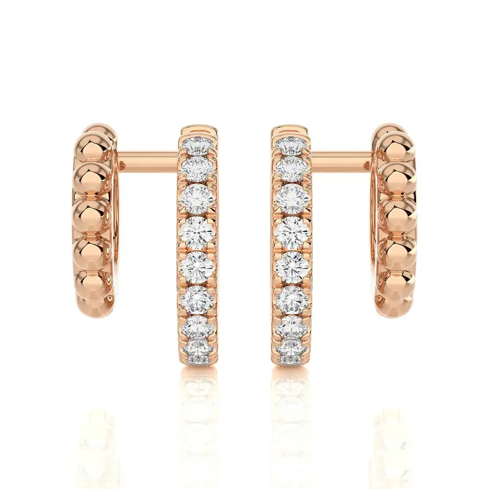 3/8 CTW Pave Diamond Double Huggie Earring.