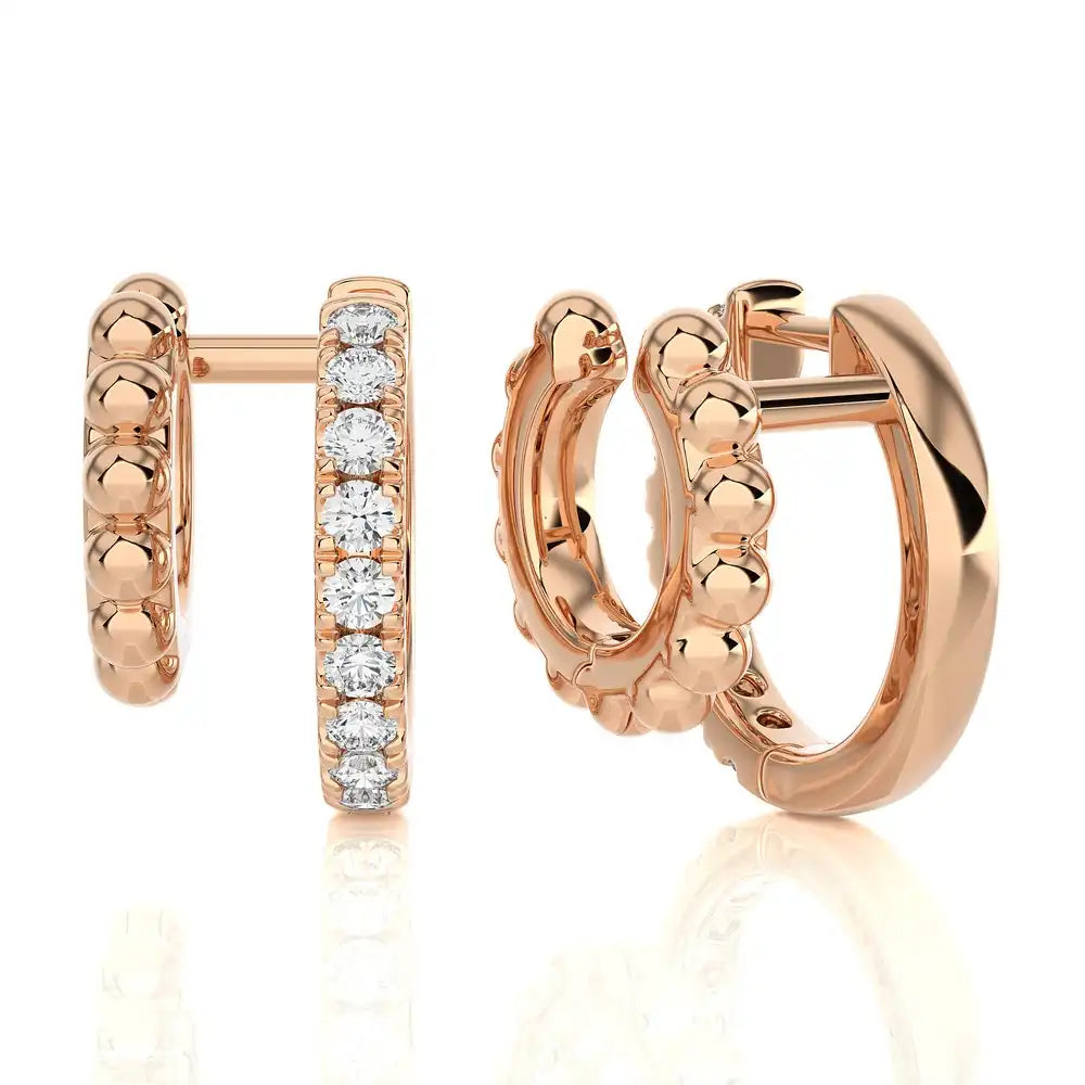 3/8 CTW Pave Diamond Double Huggie Earring.