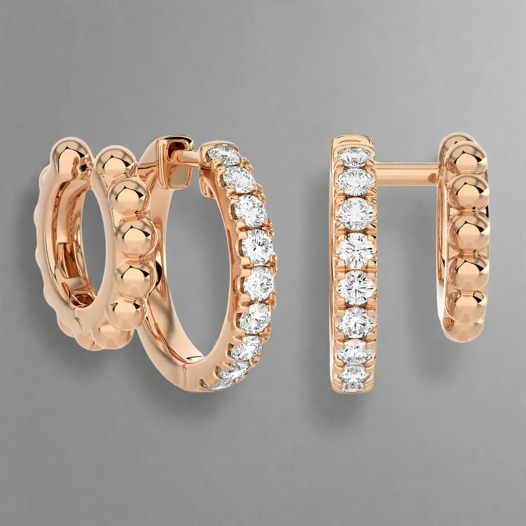 3/8 CTW Pave Diamond Double Huggie Earring.