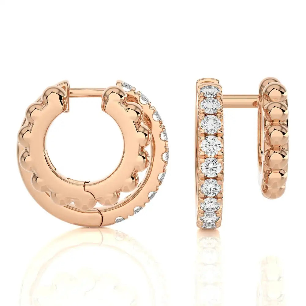 3/8 CTW Pave Diamond Double Huggie Earring.