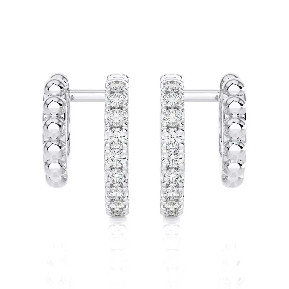 3/8 CTW Pave Diamond Double Huggie Earring.