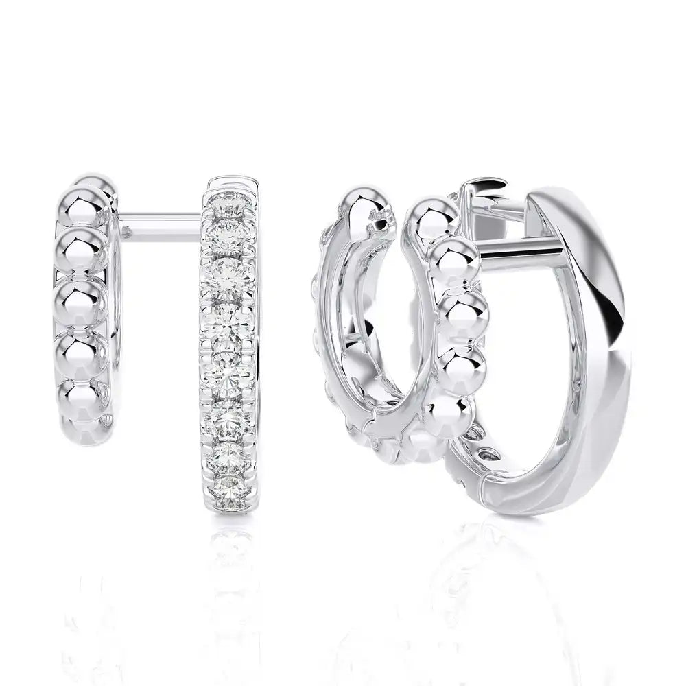 3/8 CTW Pave Diamond Double Huggie Earring.