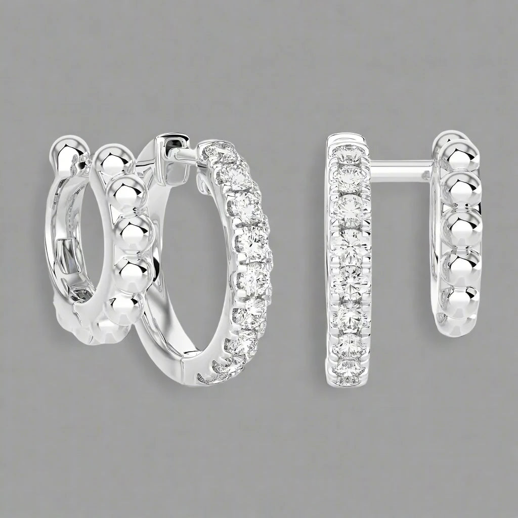 3/8 CTW Pave Diamond Double Huggie Earring.