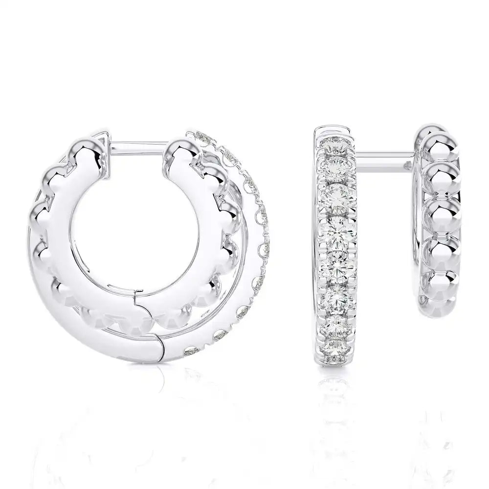 3/8 CTW Pave Diamond Double Huggie Earring.