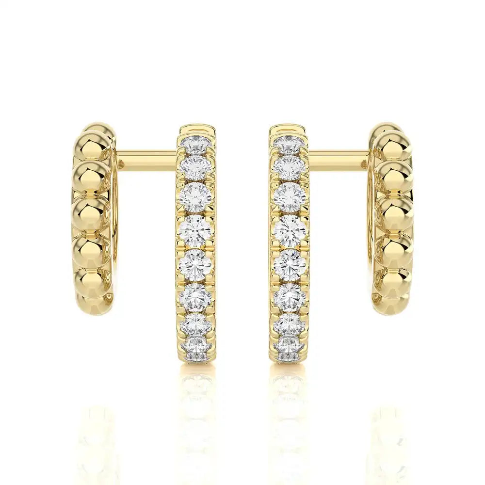 3/8 CTW Pave Diamond Double Huggie Earring.