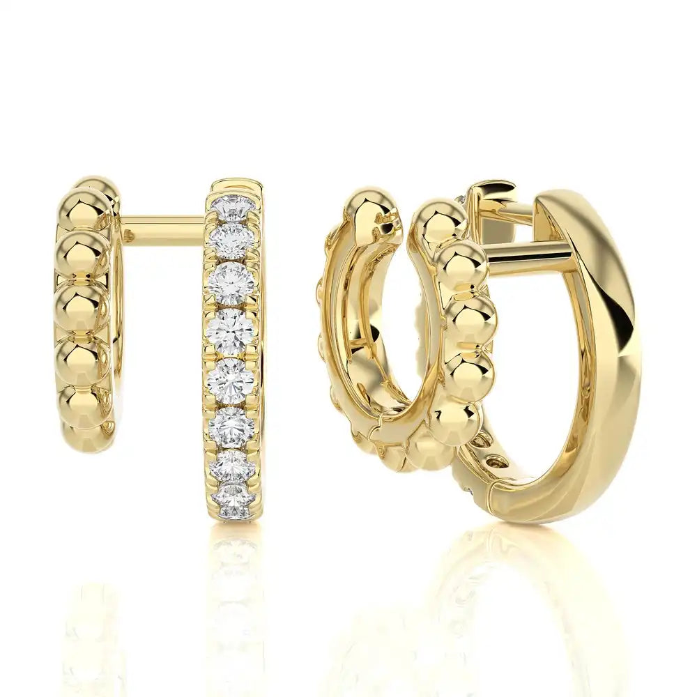 3/8 CTW Pave Diamond Double Huggie Earring.