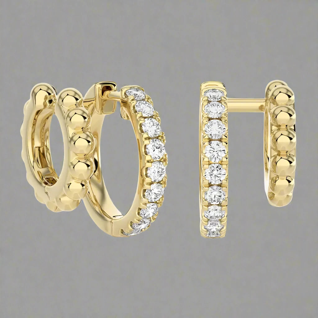 3/8 CTW Pave Diamond Double Huggie Earring.