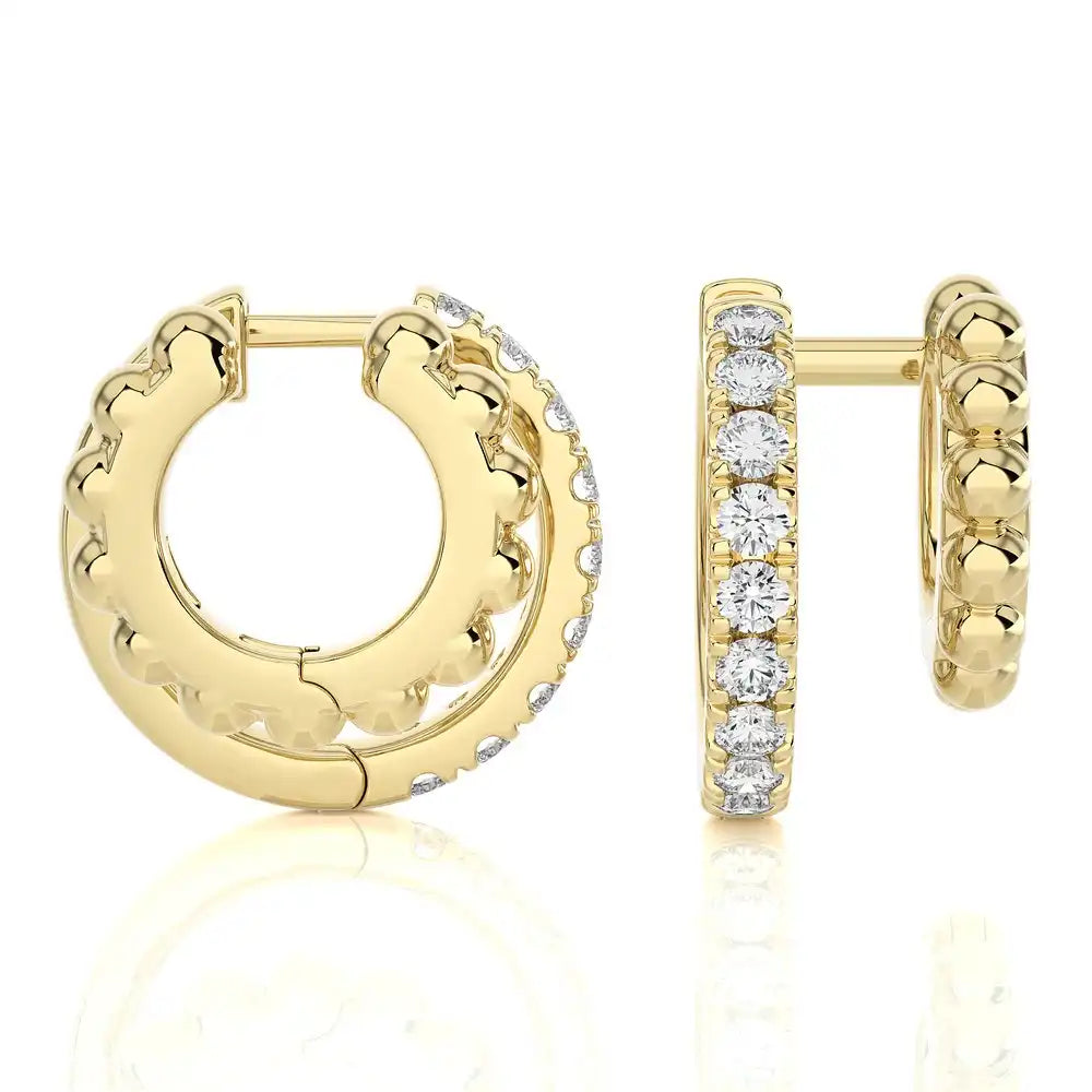 3/8 CTW Pave Diamond Double Huggie Earring.