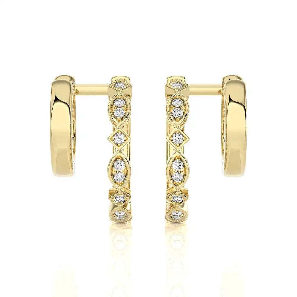 1/10 CTW Double Huggie Style Trendy Earring