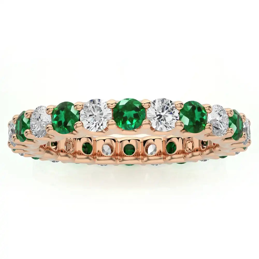 2-1/8 CTW Diamond & Emerald Stunning Full Eternity Ring