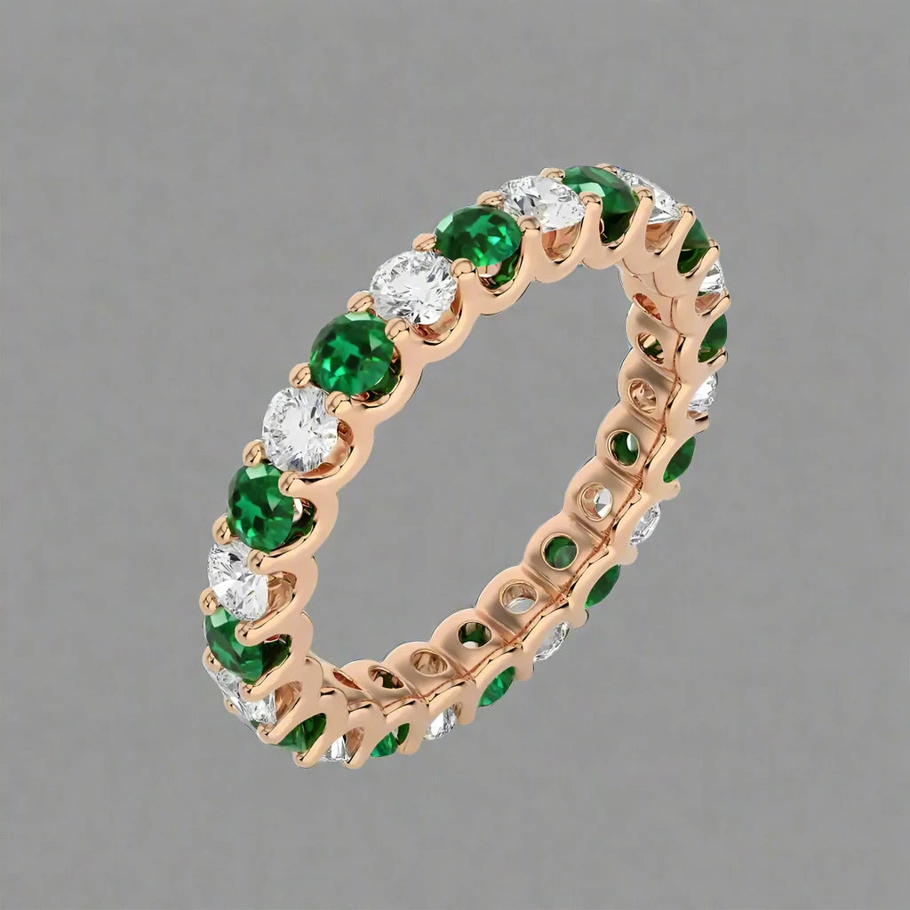 2-1/8 CTW Diamond & Emerald Stunning Full Eternity Ring