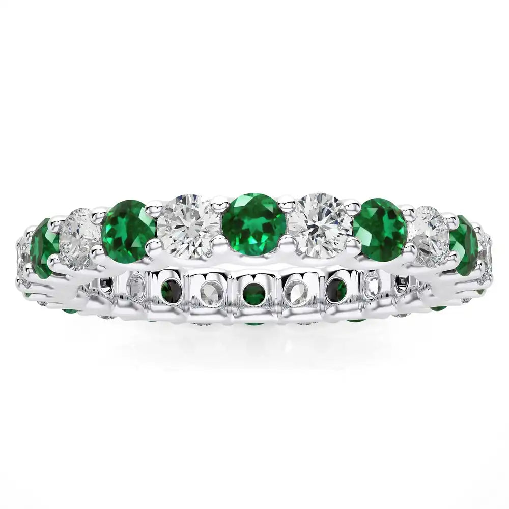 2-1/8 CTW Diamond & Emerald Stunning Full Eternity Ring