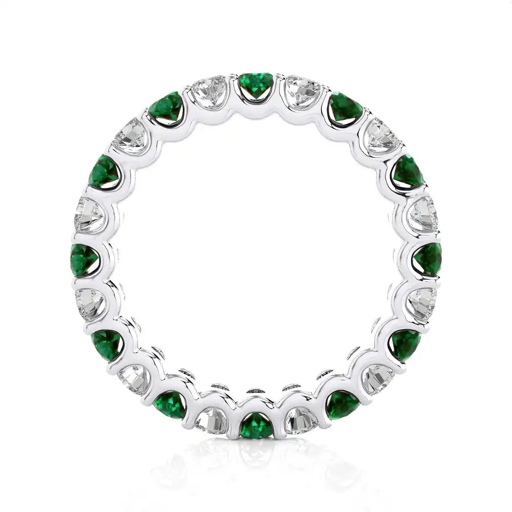 2-1/8 CTW Diamond & Emerald Stunning Full Eternity Ring