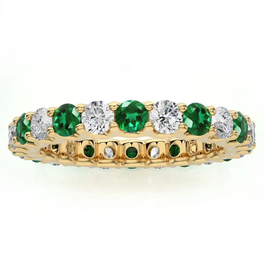 2-1/8 CTW Diamond & Emerald Stunning Full Eternity Ring