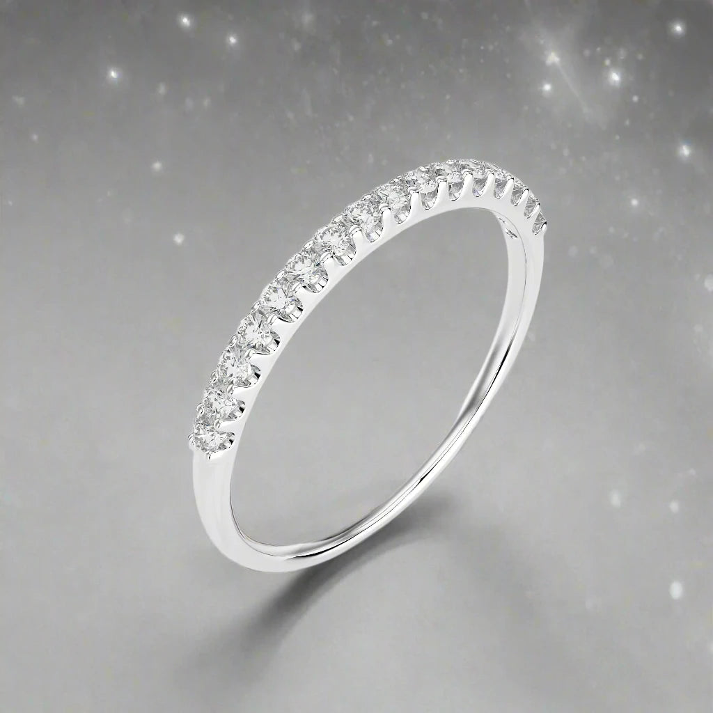 1/5 Ctw Diamond Pave Half Eternity Stackable Band Ring in SI-GH